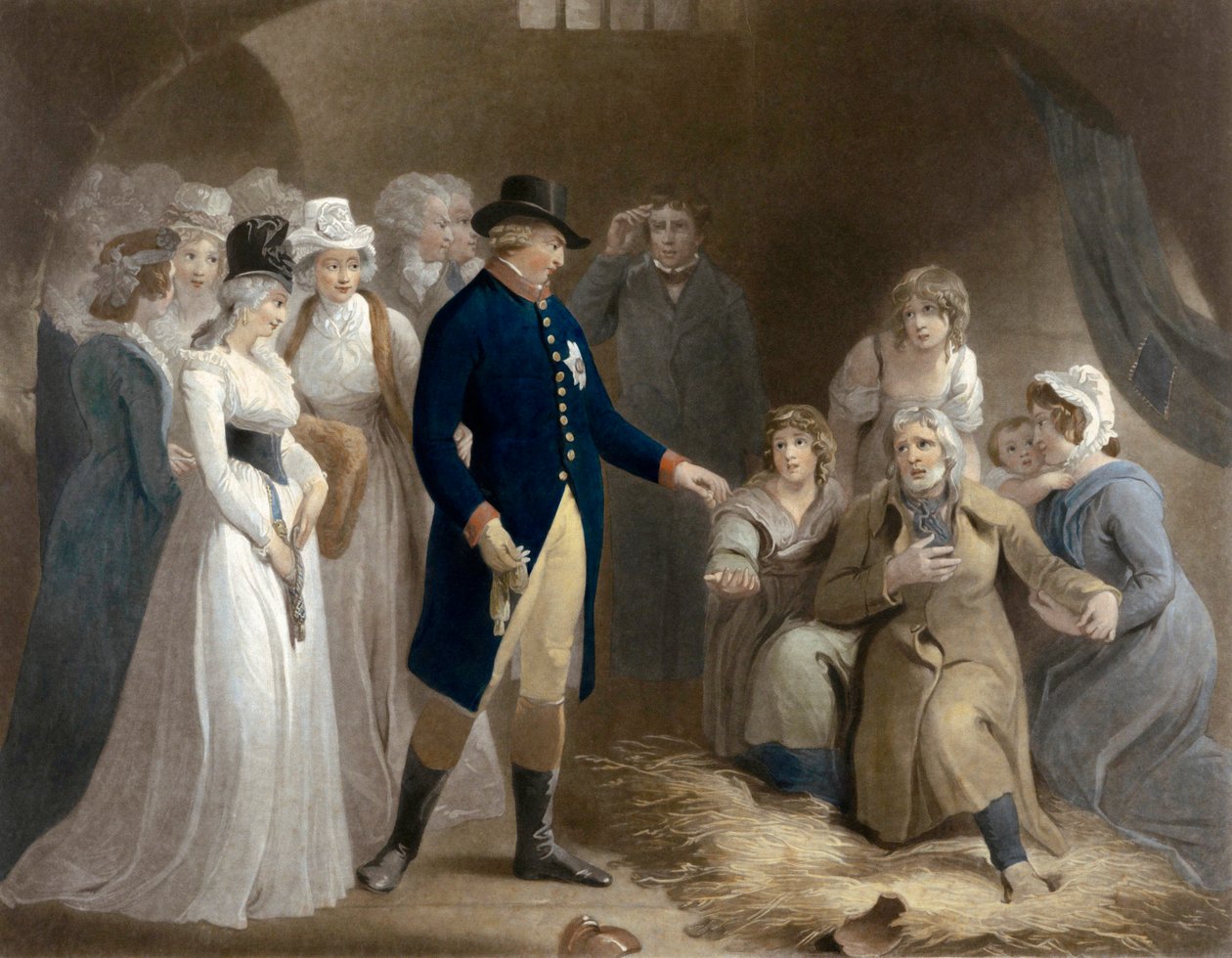George III visite la prison de Dorchester. Bienfaisance royale. - Thomas (after) Stothard