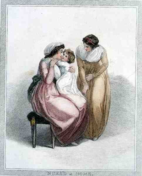 Allaité à la maison, gravé par Joseph Strutt, publié par L. Jeffreys - Thomas (after) Stothard