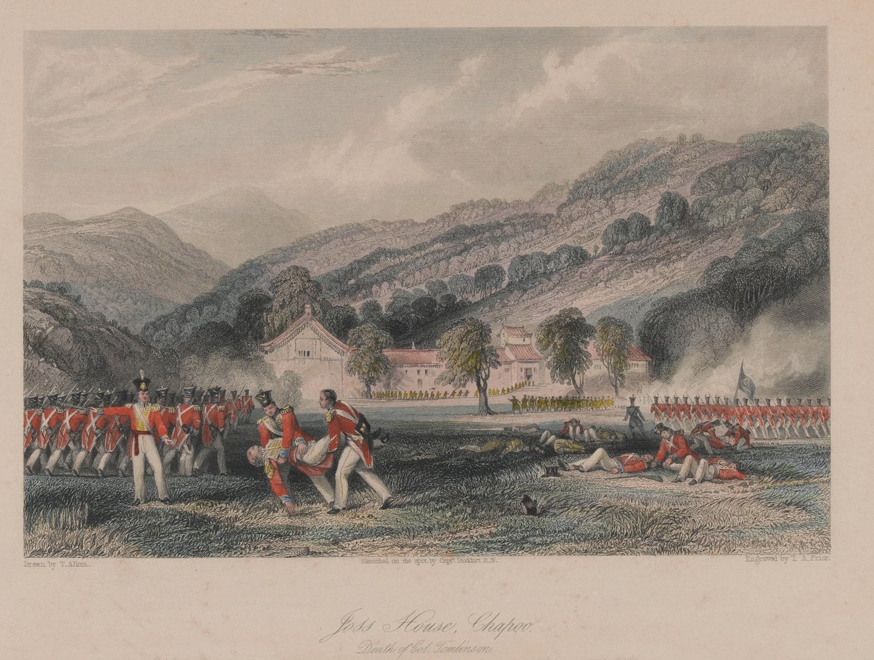 Maison Joss, Chapoo, Mort du Colonel Tomlinson, 1842 - Thomas Allom