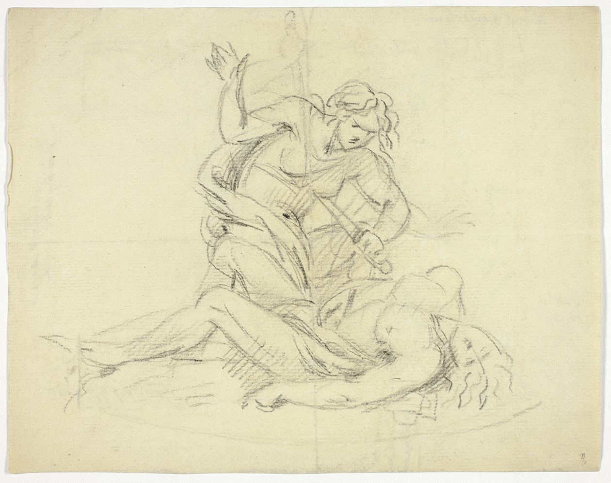 Pyramus et Thisbe (recto); Trois figures masculines avec plan de sol de mausolée (verso) - Thomas Banks