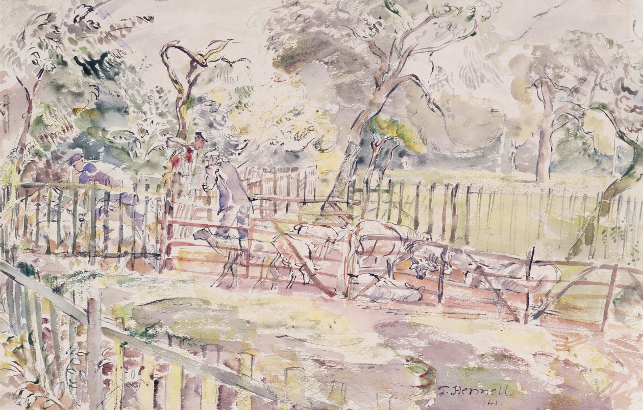 Trempage des moutons, New Street, Ridley, 1941 - Thomas Barclay Hennell