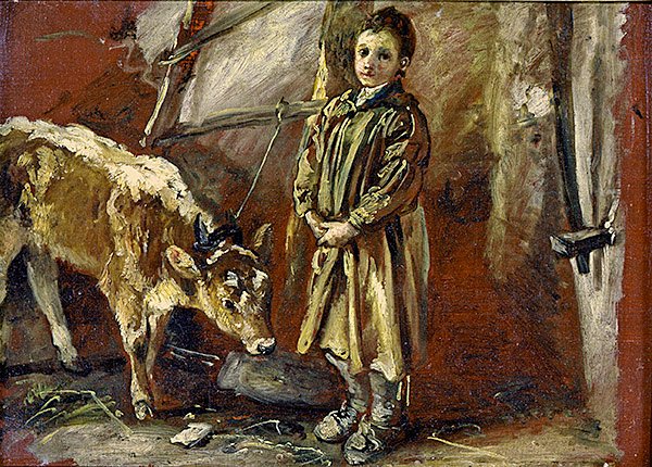 Garçon avec un Veau Attaché - Thomas Barker