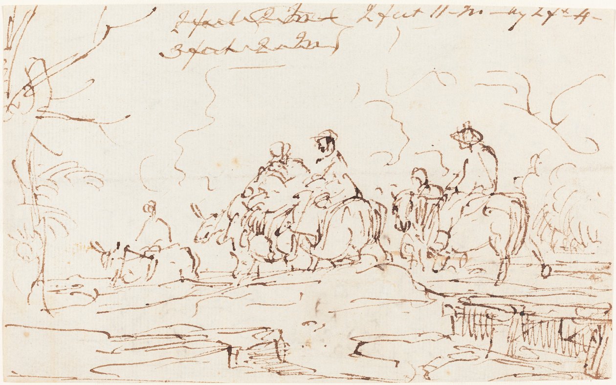 Figures dans un paysage [recto] - Thomas Barker