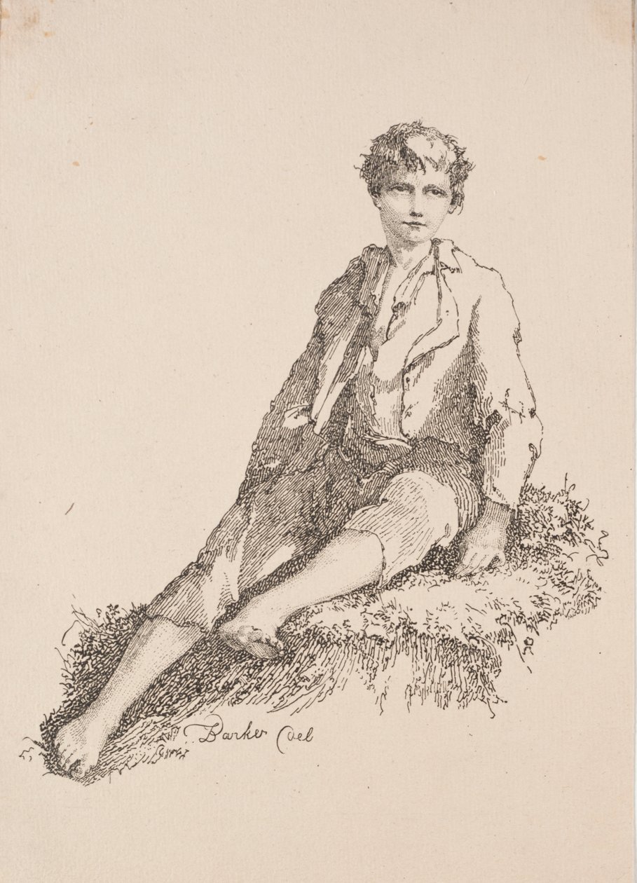 Spécimens de Polyautographie : Garçon Assis sur une Rive Herbeuse - Thomas Barker