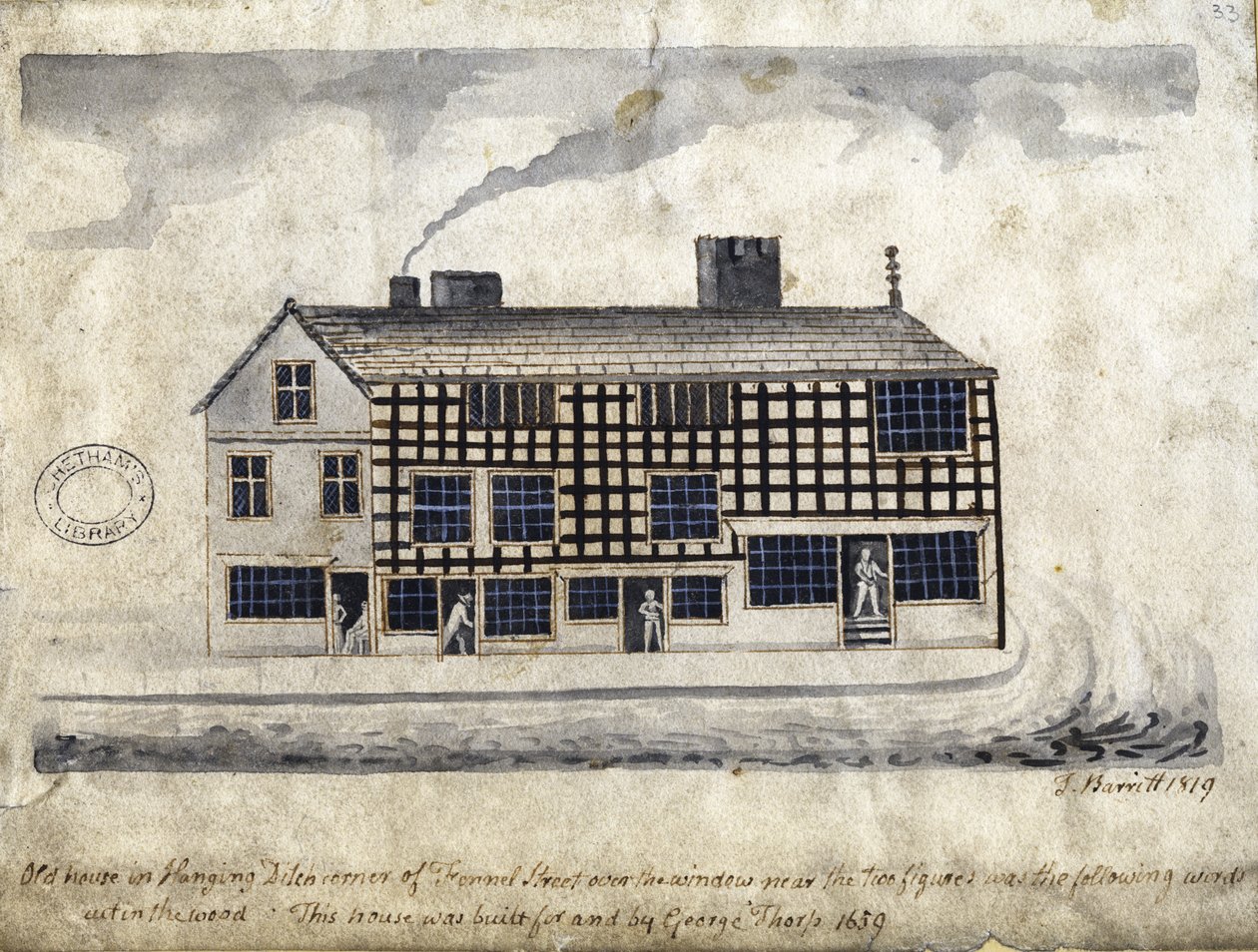 Vieille maison sur Hanging Ditch, Manchester, 1819 - Thomas Barritt