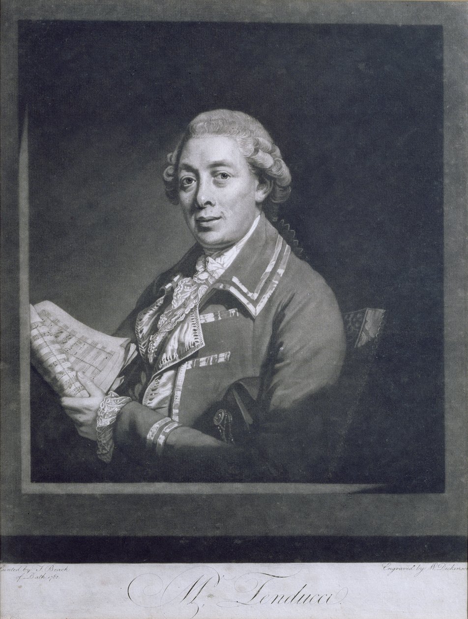 Portrait de Giusto Ferdinando Tenducci, castrat italien, gravé par William Dickinson, 1782 - Thomas Beach