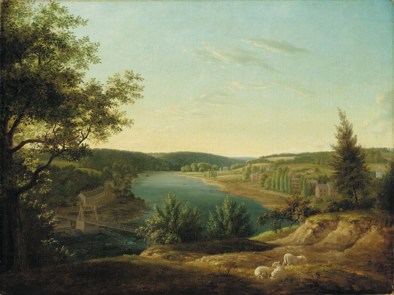 Vue du pont en chaîne et des chutes de la Schuylkill, à cinq miles de Philadelphie - Thomas Birch