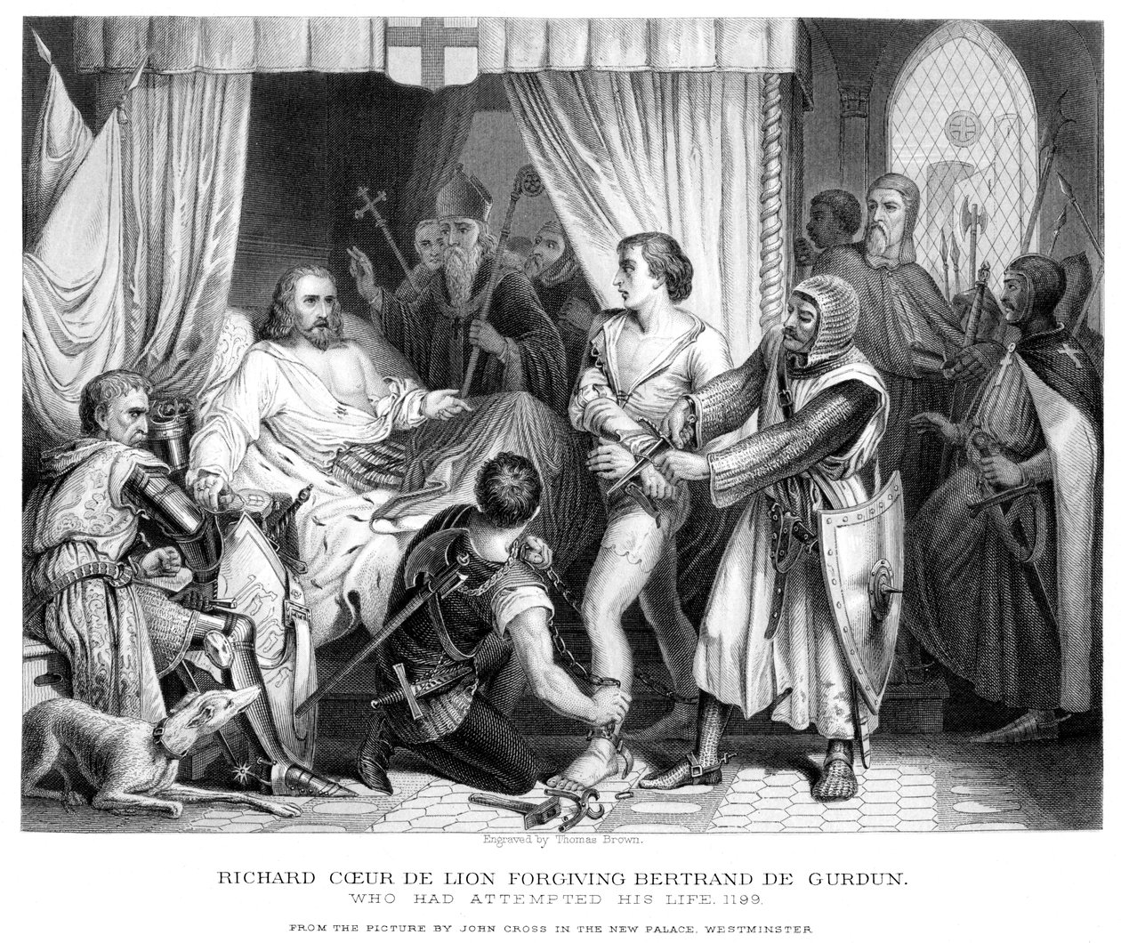 Le roi Richard Ier 1157-1199, pardonnant Bertrannd De Gurdun, fin du 19e siècle - Thomas Brown