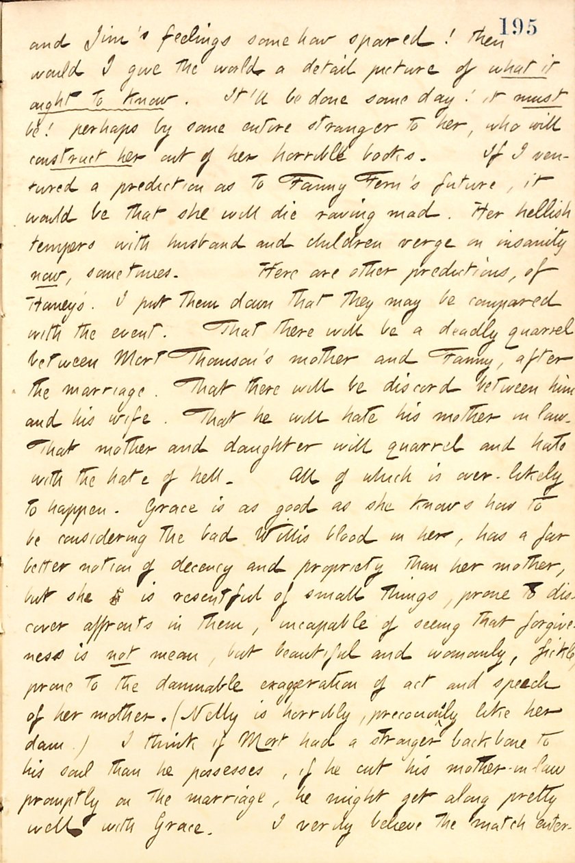 Décrit une conversation avec Jesse Haney à propos de Fanny Fern et de ses filles. Transcription - Thomas Butler Gunn