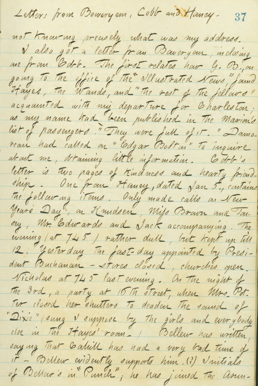 Journaux de Thomas Butler Gunn - Volume 15, page 44, 6 janvier 1861 - Thomas Butler Gunn