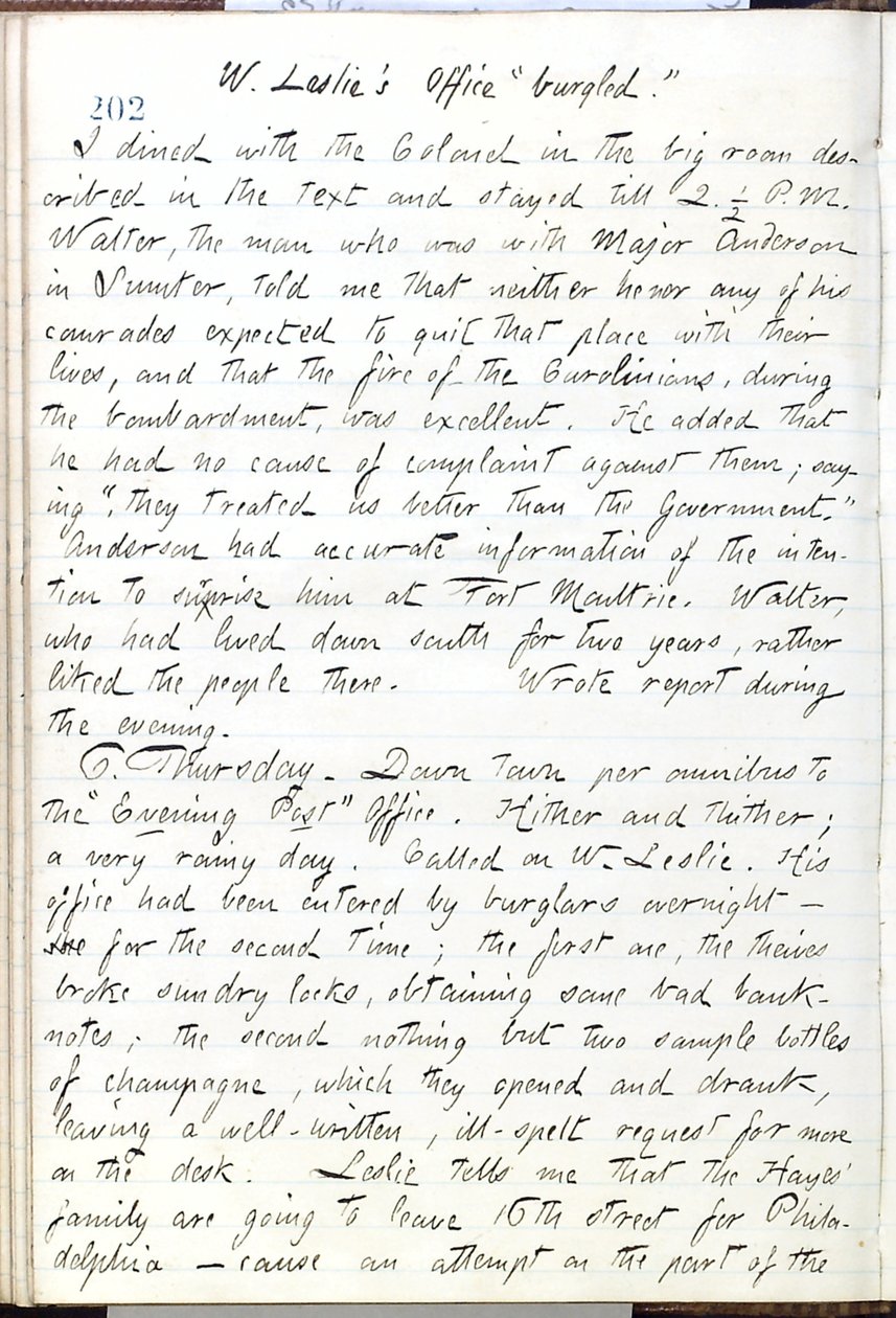 Journaux de Thomas Butler Gunn - Volume 16, page 224, 5 juin 1861 - Thomas Butler Gunn