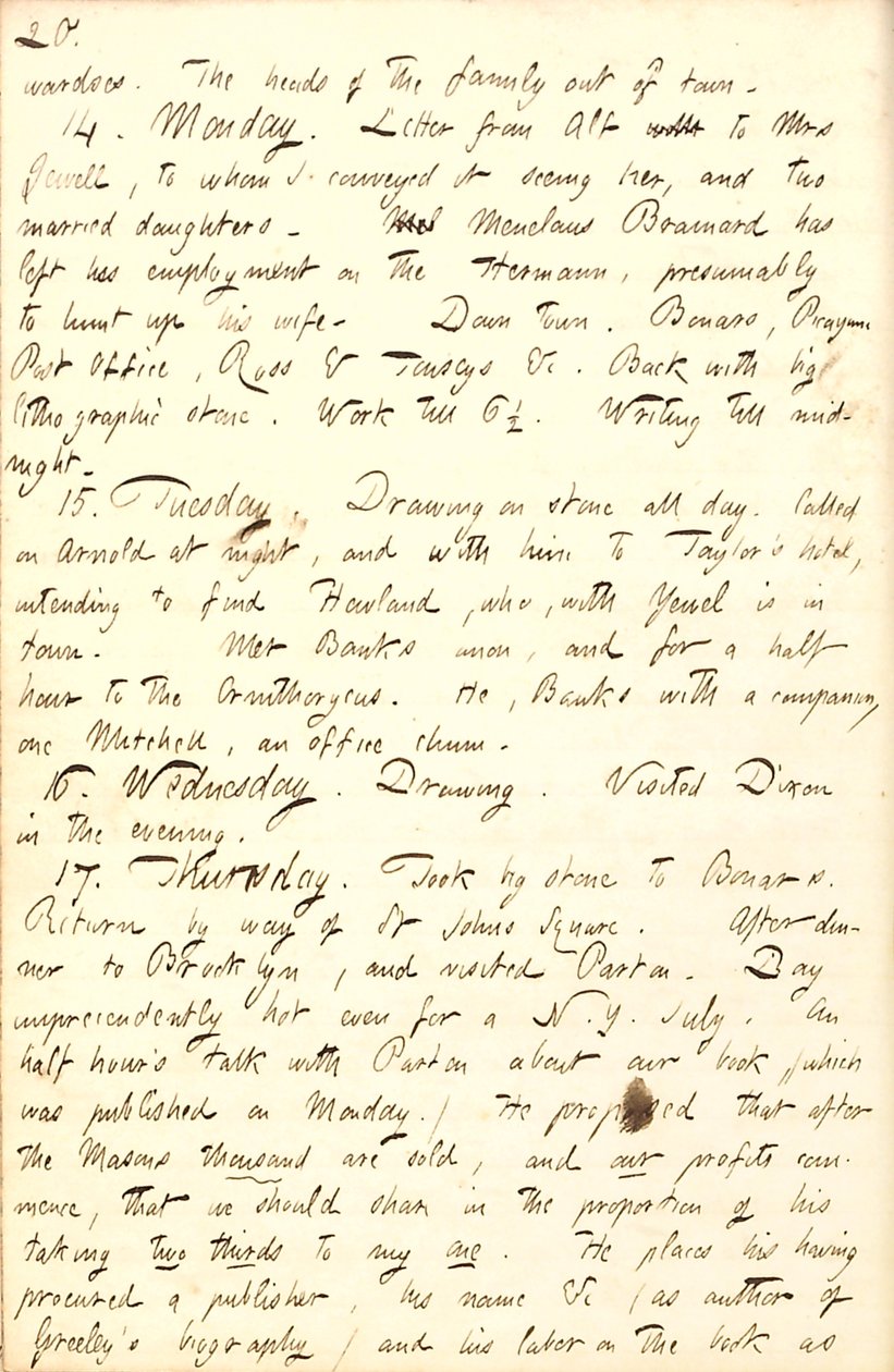 Journaux de Thomas Butler Gunn : Volume 8, page 27, 13-17 juillet 1856 - Thomas Butler Gunn
