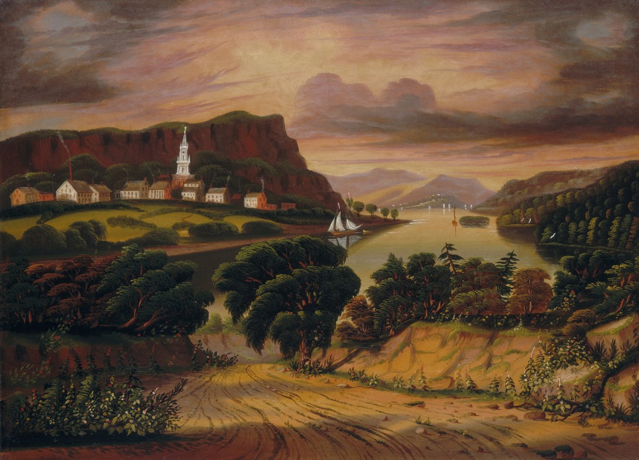 Le lac George et le village de Caldwell, milieu du XIXe siècle (huile sur toile) - Thomas Chambers