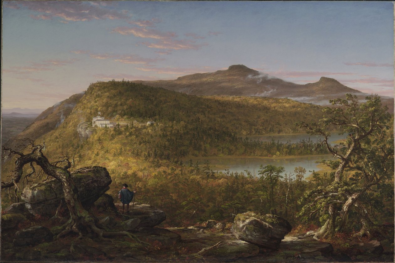 Vue des deux lacs et de la Mountain House, montagnes Catskill, matin - Thomas Cole