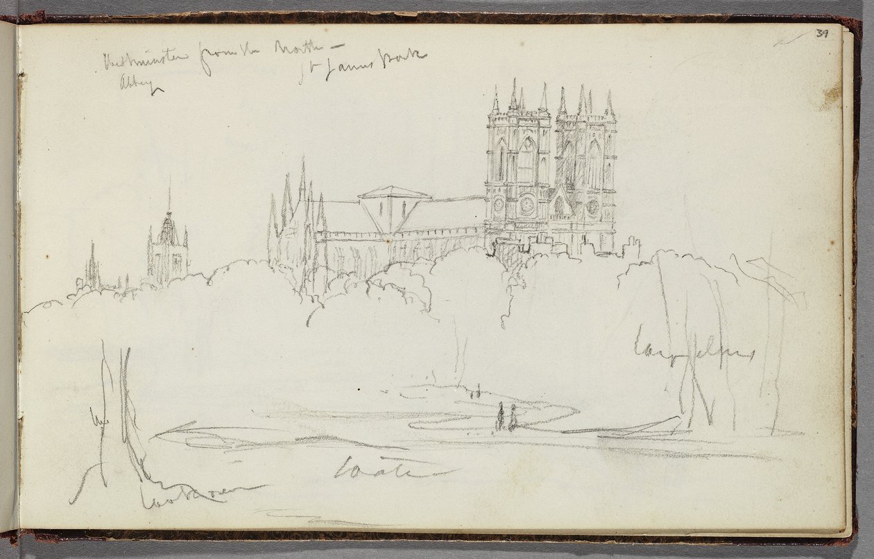 Abbaye de Westminster depuis le nord, St. James Park, vers 1830 - Thomas Cole