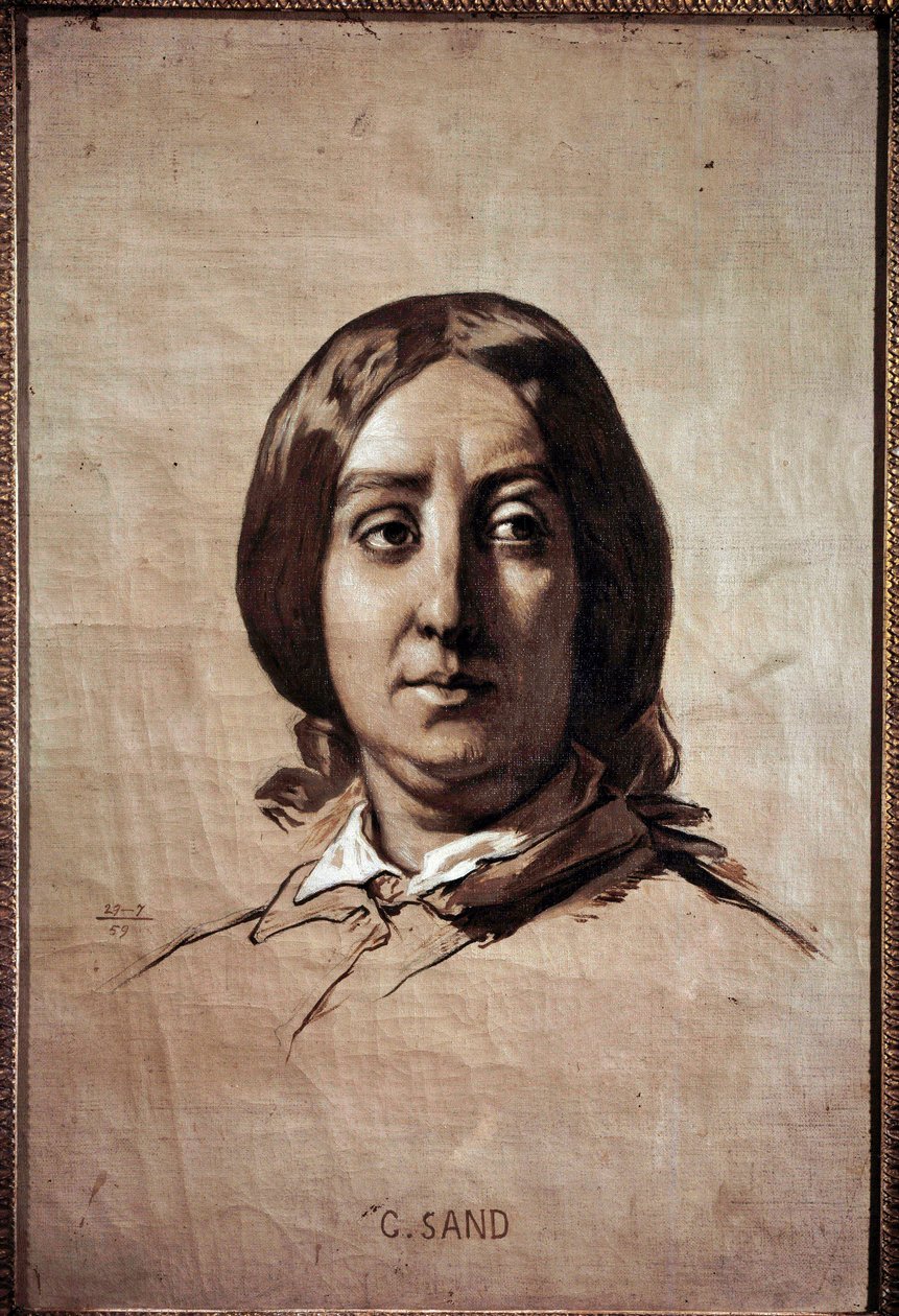 Portrait de George Sand (1804-1876) (Aurore Dupin, Baronne Dudevant) écrivain français - Thomas Couture