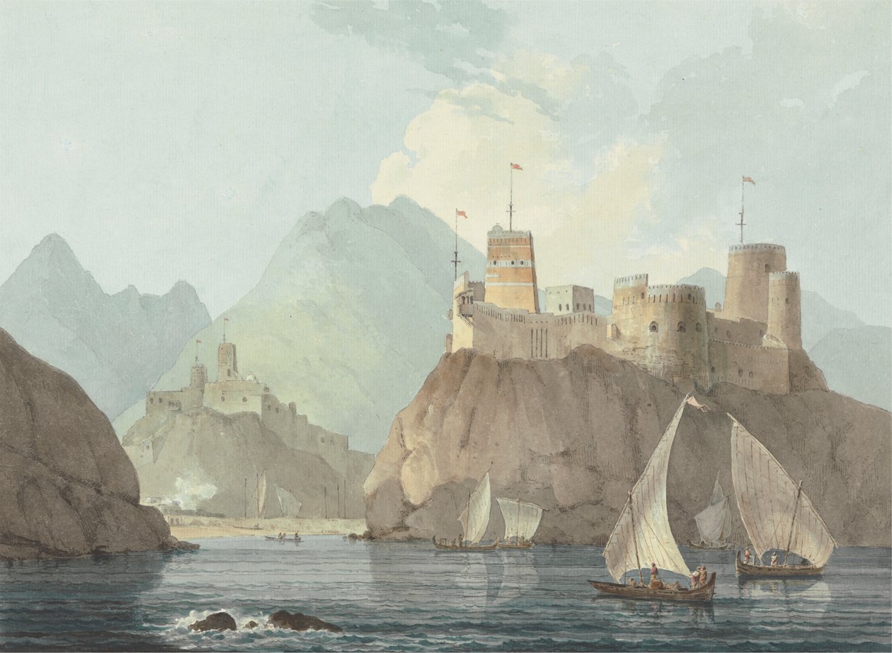 Vue est des forts Jellali et Merani, Muscat - Thomas Daniell