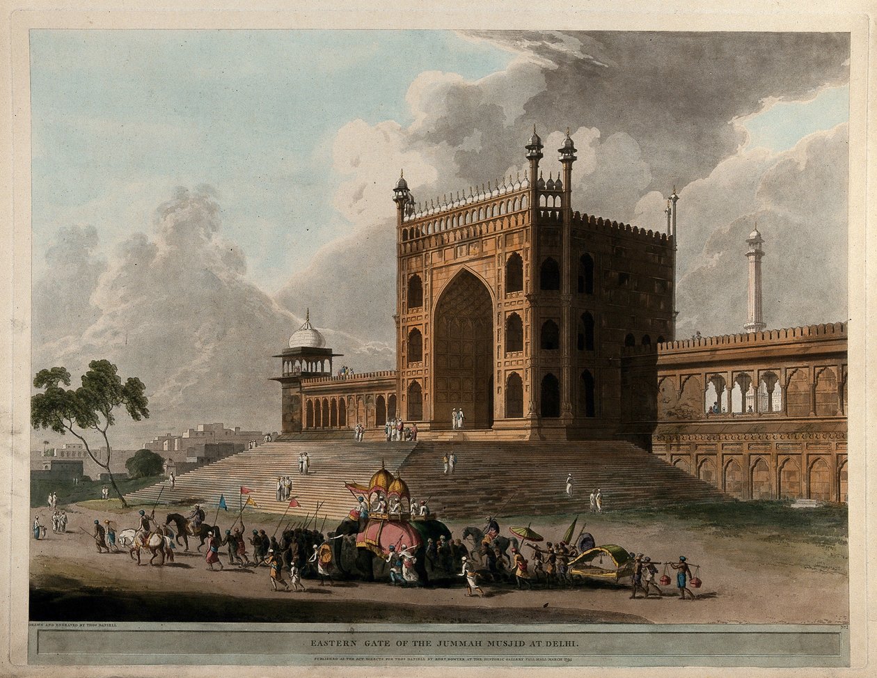 Porte orientale du Jummah Musjid à Delhi - Thomas Daniell