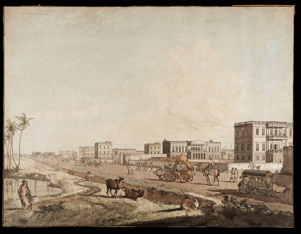 Les nouveaux bâtiments à Chouringhee des Vues de Calcutta - Thomas Daniell