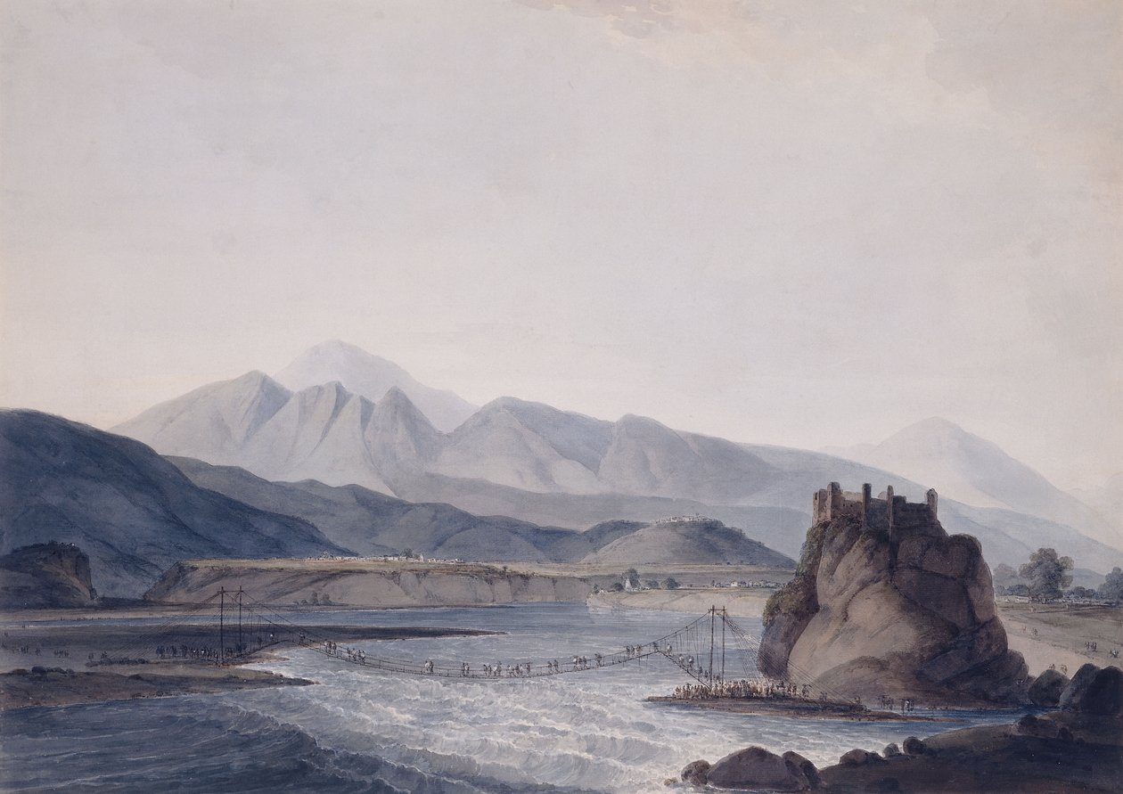 Le pont de corde, Srinagar, Garhwal, Uttar Pradesh - Thomas Daniell