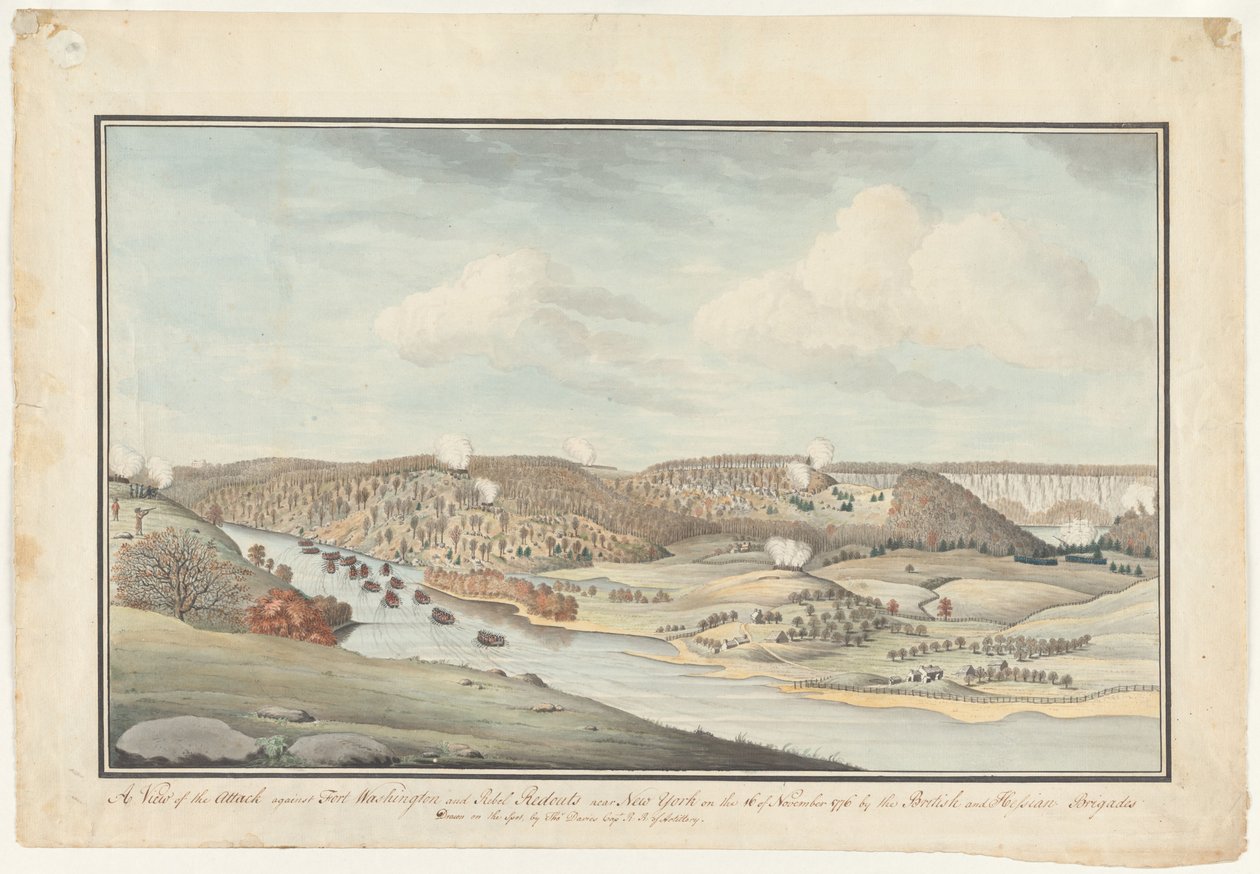 Attaque contre le fort Washington, vers 1776-1812 (aquarelle) - Thomas Davies