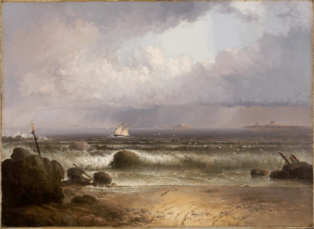 Orage imminent sur la plage de Nahant avec une averse d