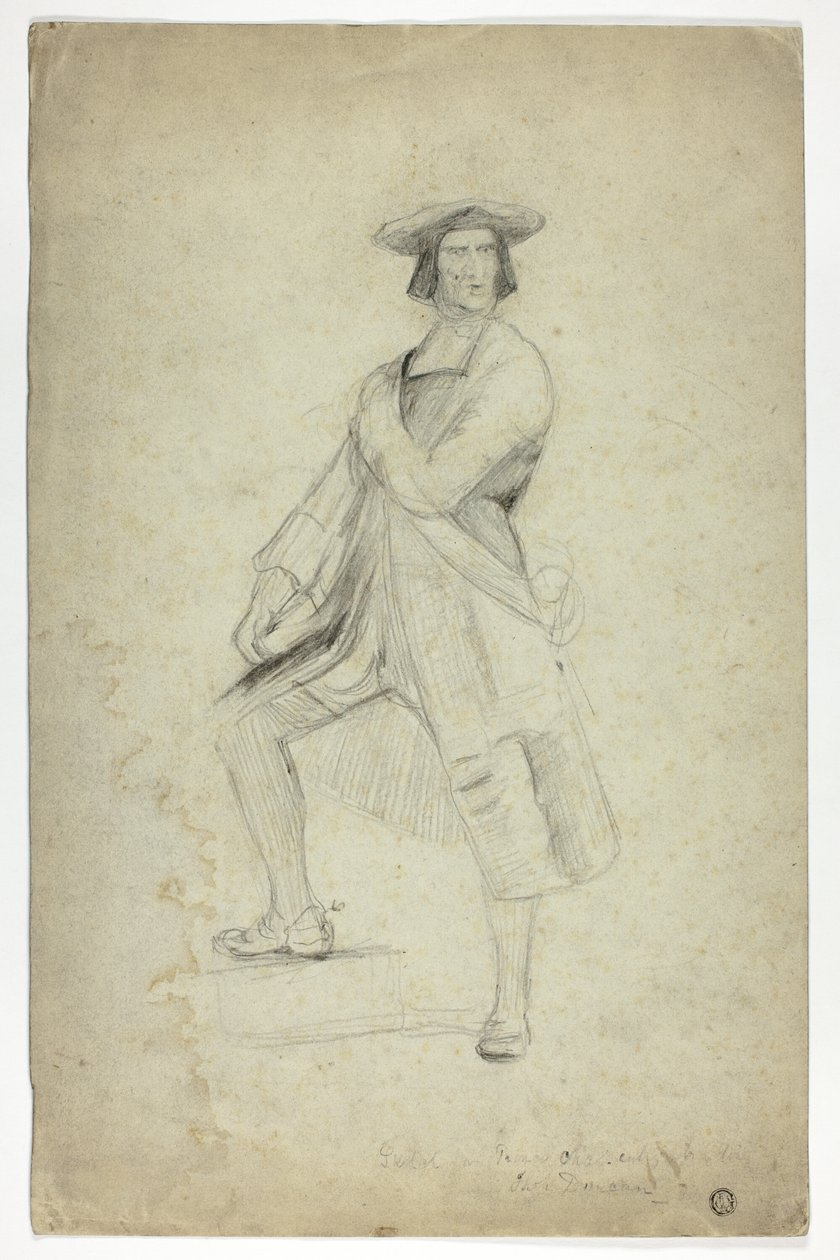 Étude pour un homme debout portant une écharpe et prenant une pose dramatique - Thomas Duncan