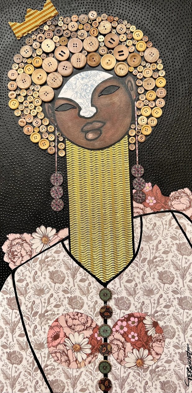 Button Down Beauty, 2023 (technique mixte sur toile) - Thomas Elias Lockhart