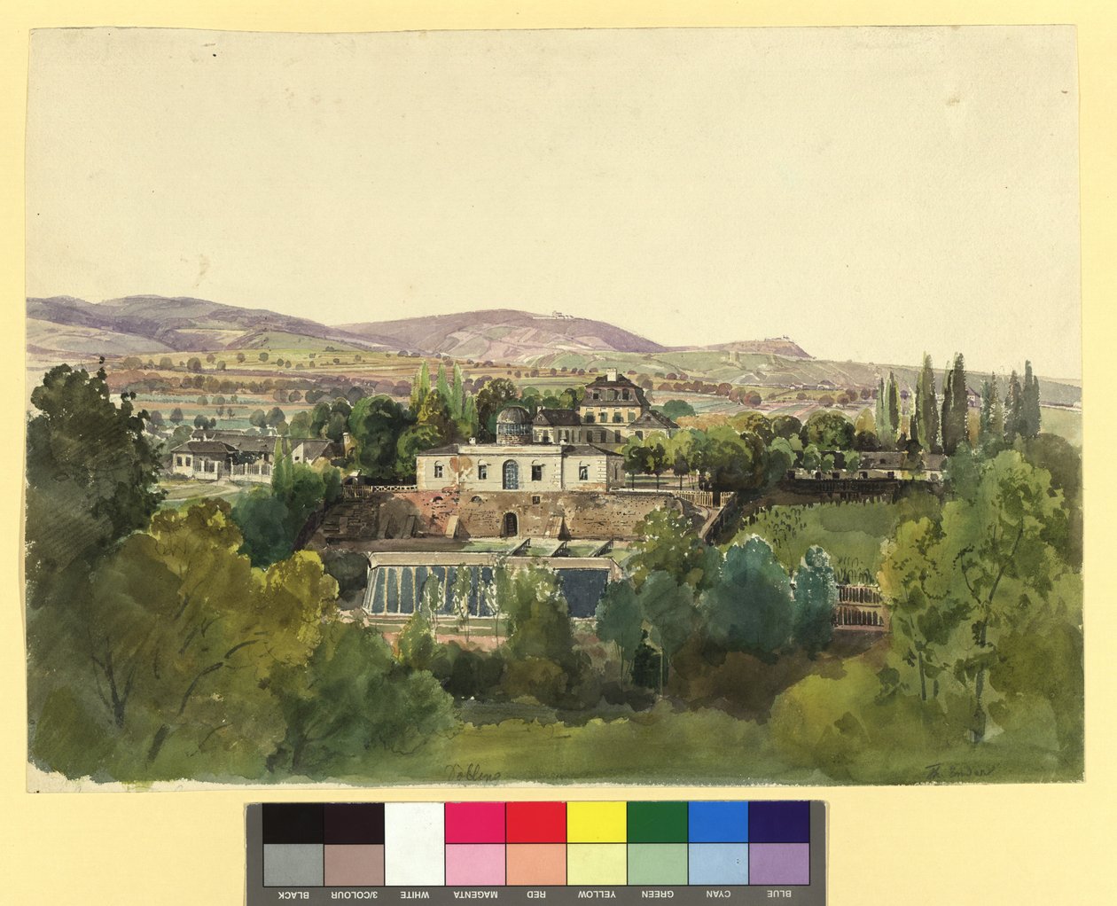 Vue de Döbling sur le Kahlengebirge et la villa du baron Johann von Lang (Nußwaldgasse 19 ou 22) - Thomas Ender