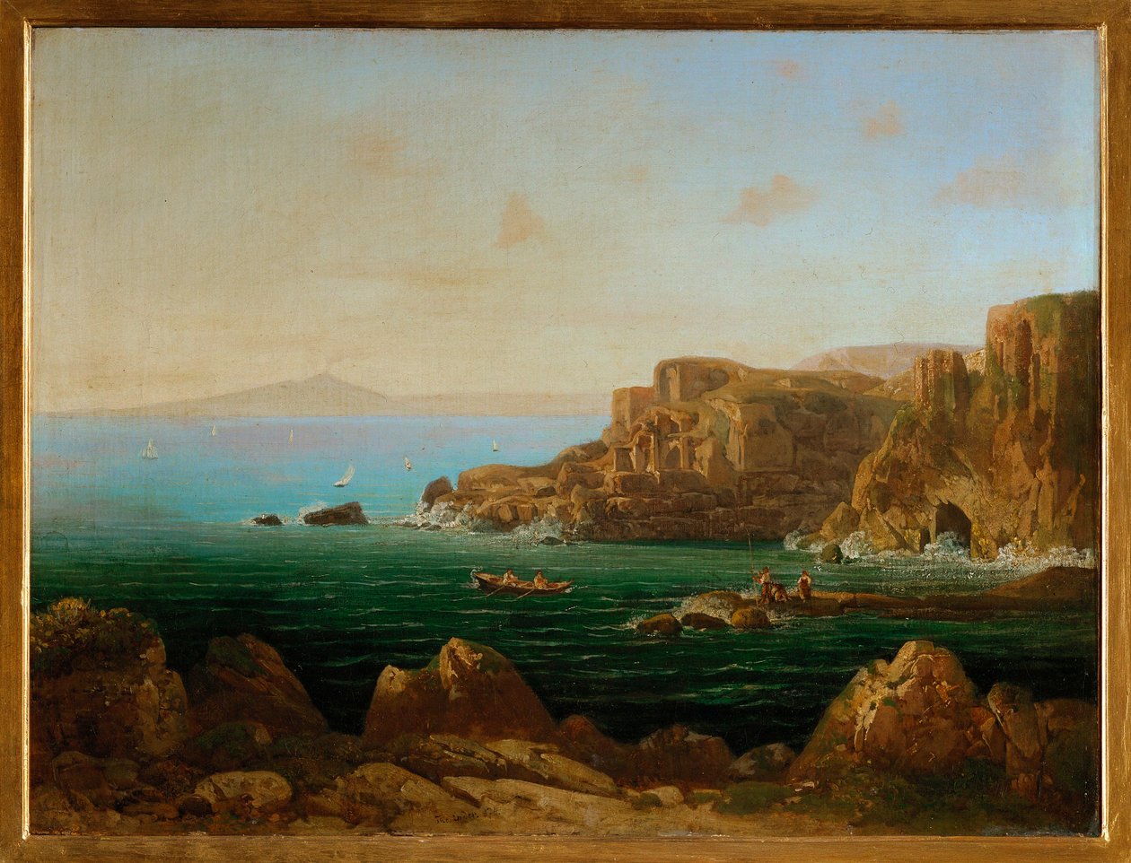 Le golfe de Sorrente, Italie (peinture sur toile) - Thomas Ender