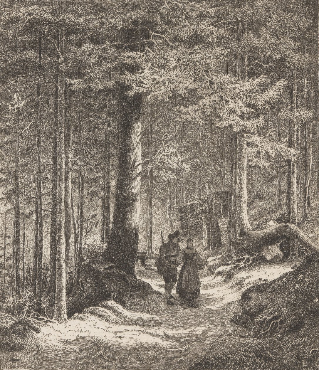 Intérieur de forêt avec deux figures - Thomas Fearnley