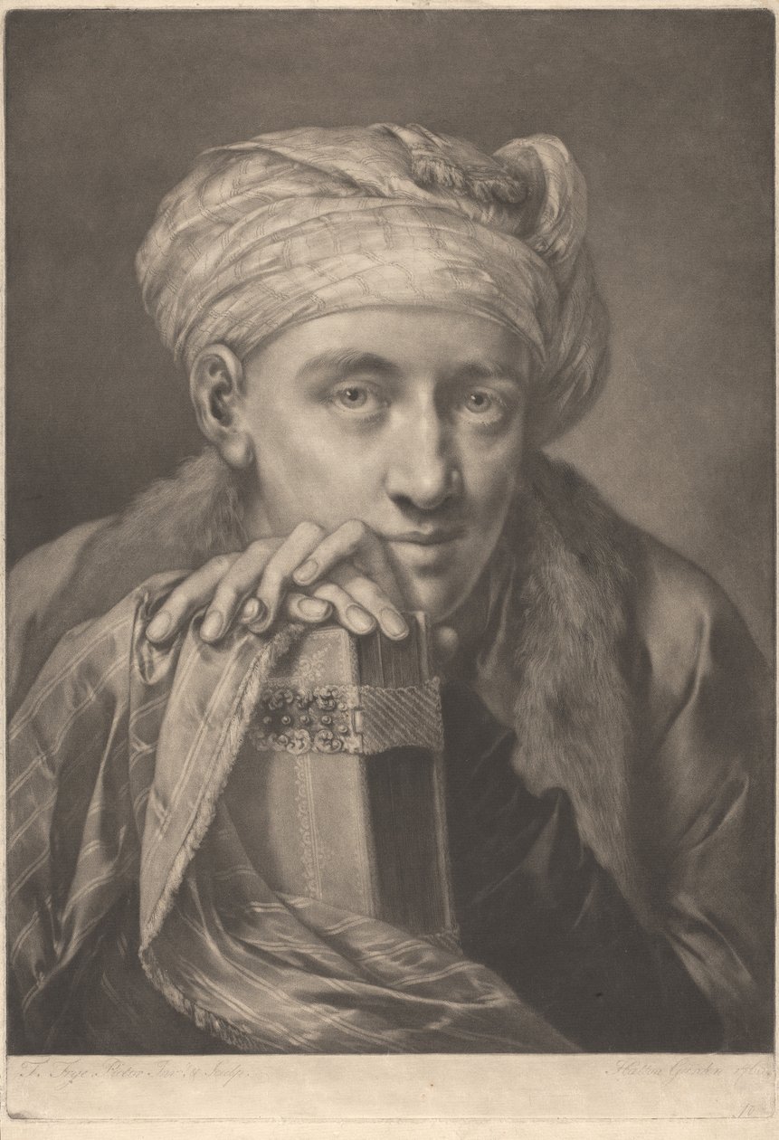 Porträt eines Mannes mit Turban, auf ein Buch gelehnt - Thomas Frye