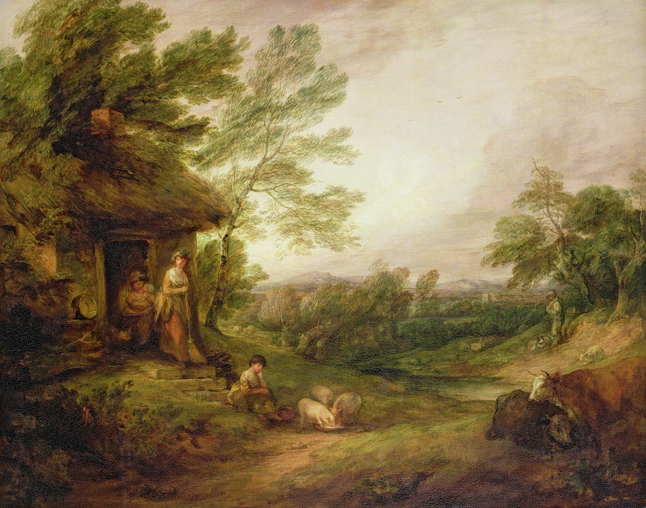 Porte de cottage avec fille et cochons, vers 1786 - Thomas Gainsborough