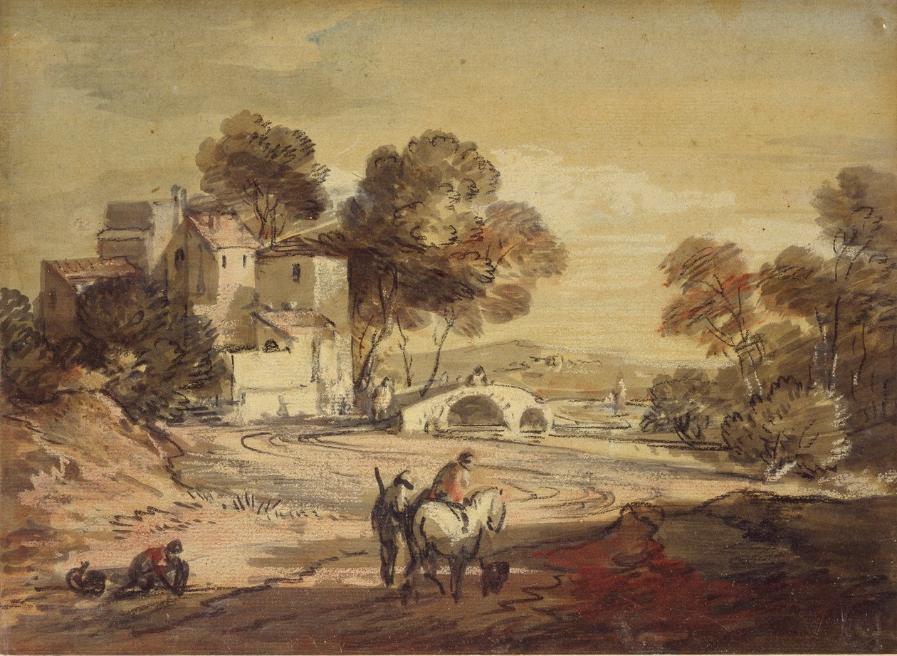 Paysage italianisant avec voyageurs sur une route sinueuse, 1775-1779 - Thomas Gainsborough
