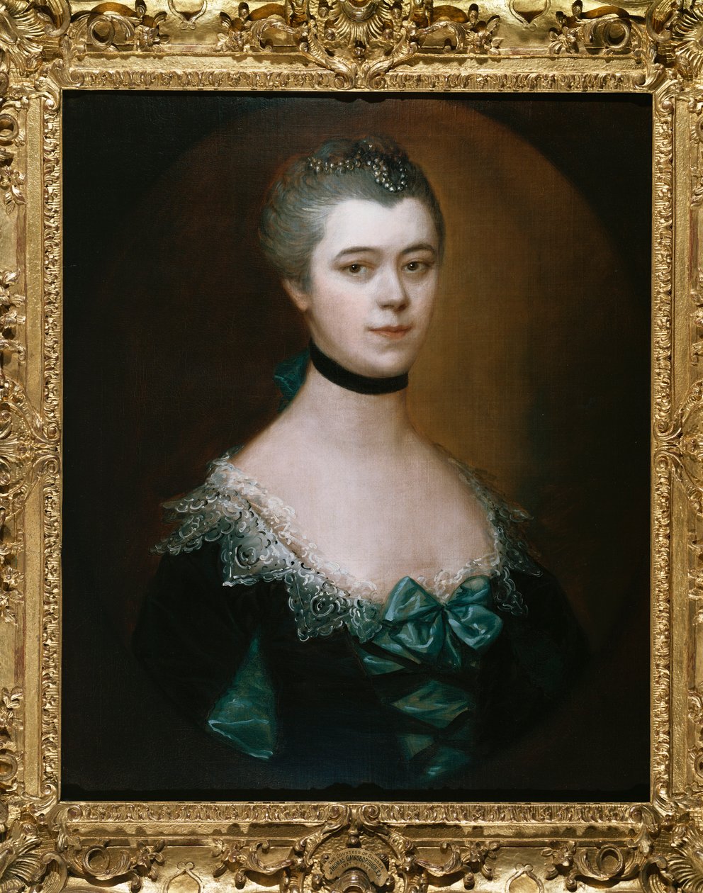 Portrait de la comtesse de Sussex, buste, en robe bleue avec des bordures noires - Thomas Gainsborough