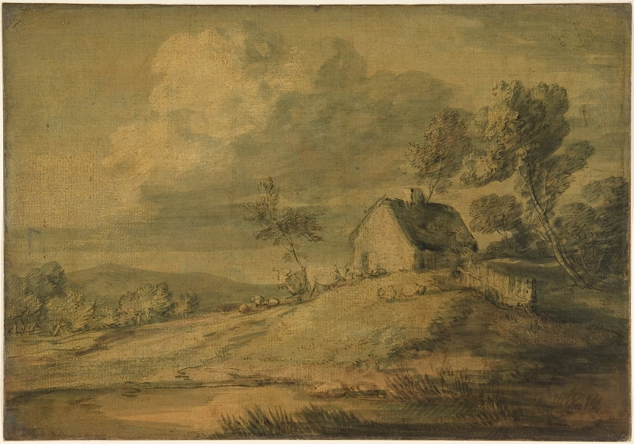 Paysage boisé avec cottage, vaches et moutons - Thomas Gainsborough