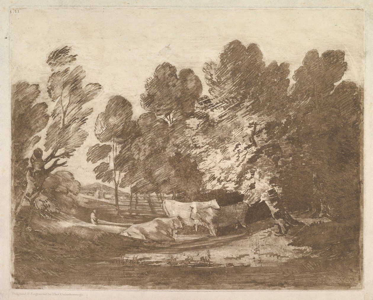 Paysage boisé avec bergers et vaches, 1er août 1797 - Thomas Gainsborough