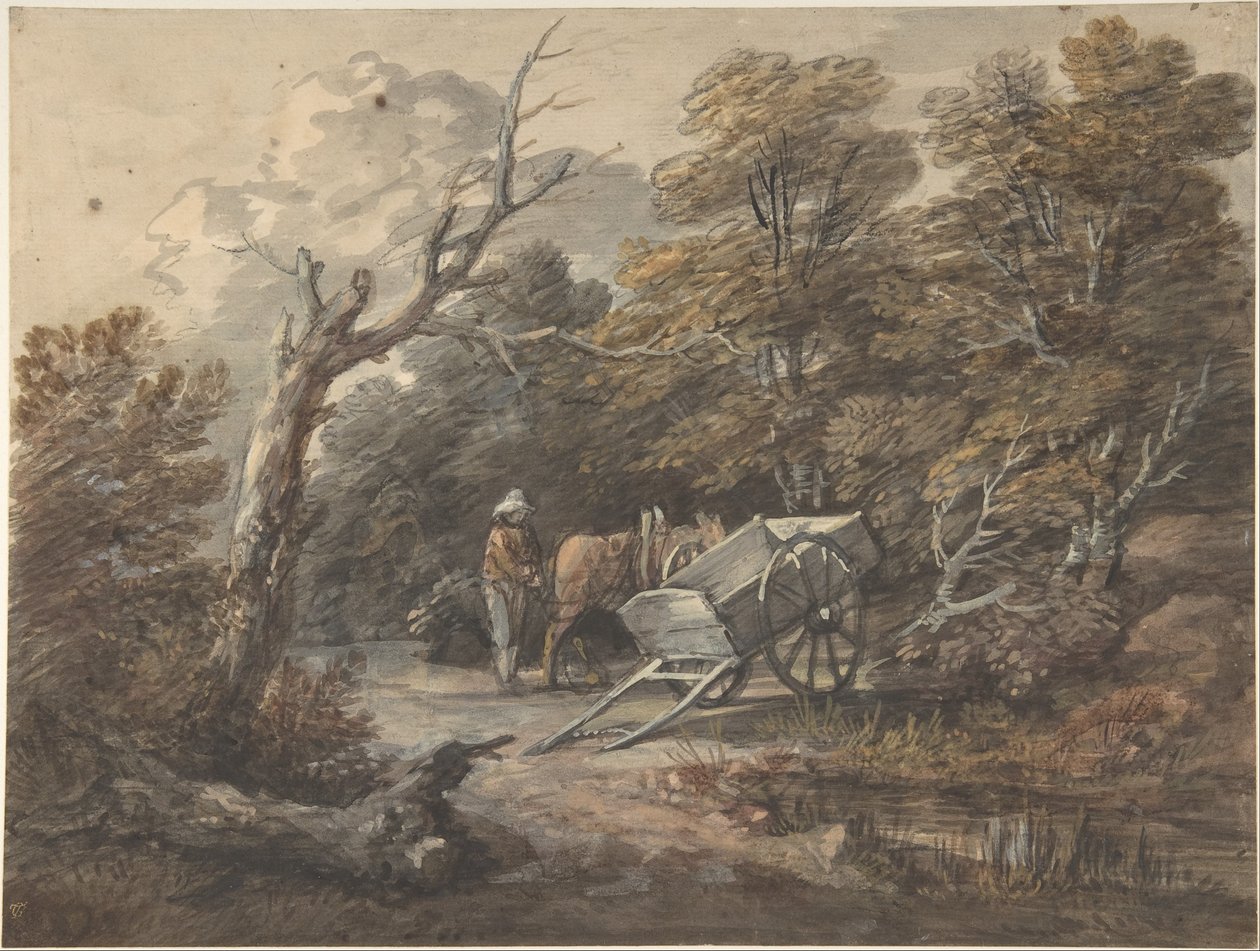 Scène forestière avec un paysan, un cheval et une charrette - Thomas Gainsborough