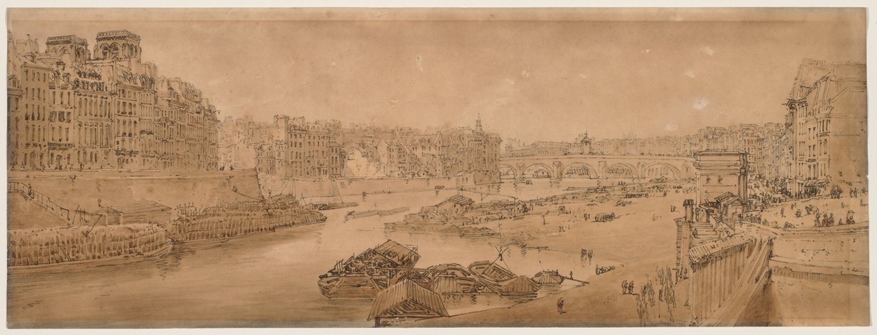 Une Sélection de Vingt des Vues les Plus Pittoresques de Paris: Vue de la Ville avec le Louvre prise du Pont Marie - Thomas Girtin