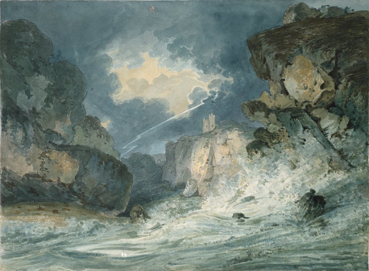 Château de Dunstanburgh, Northumberland, pendant un orage - Thomas Girtin