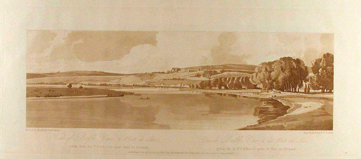 Blick auf Belle Vue & Pont du Sève von der Terrasse in der Nähe von Pont du St. Cloud - Thomas Girtin