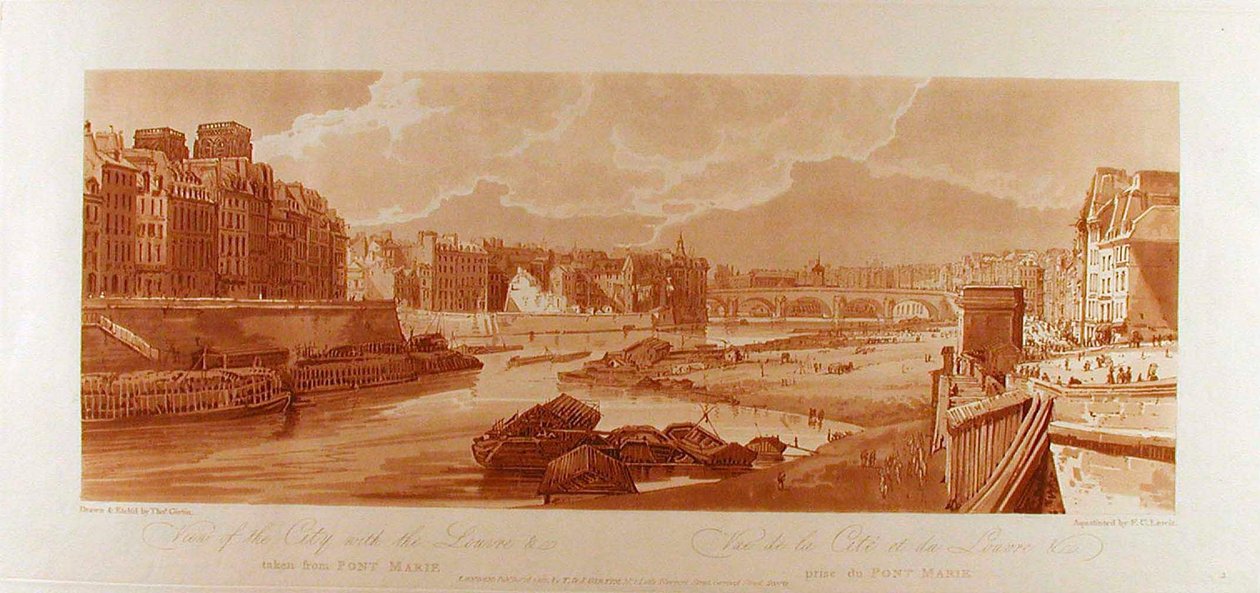 Ansicht der Stadt mit dem Louvre &c vom Pont-Marie aus gesehen - Thomas Girtin