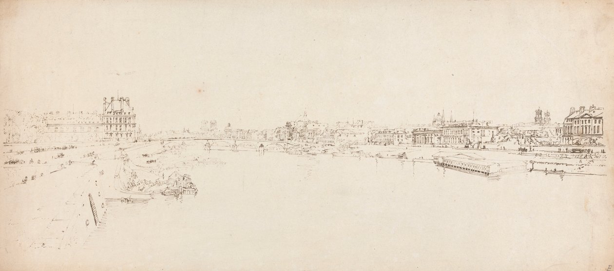 Vue des Tuileries et du Pont prise depuis le Pont de la Concorde - Thomas Girtin