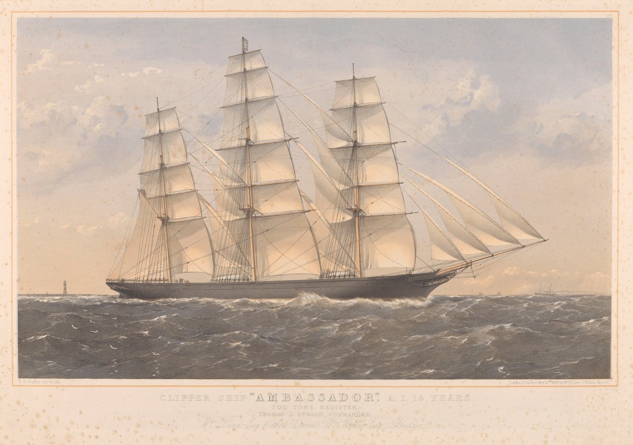 Clipper Ship Ambassador, A.1. 16 ans... William Lund Esquire & autres (propriétaires) William Walker Esquire (constructeurs) - Thomas Goldsworth Dutton