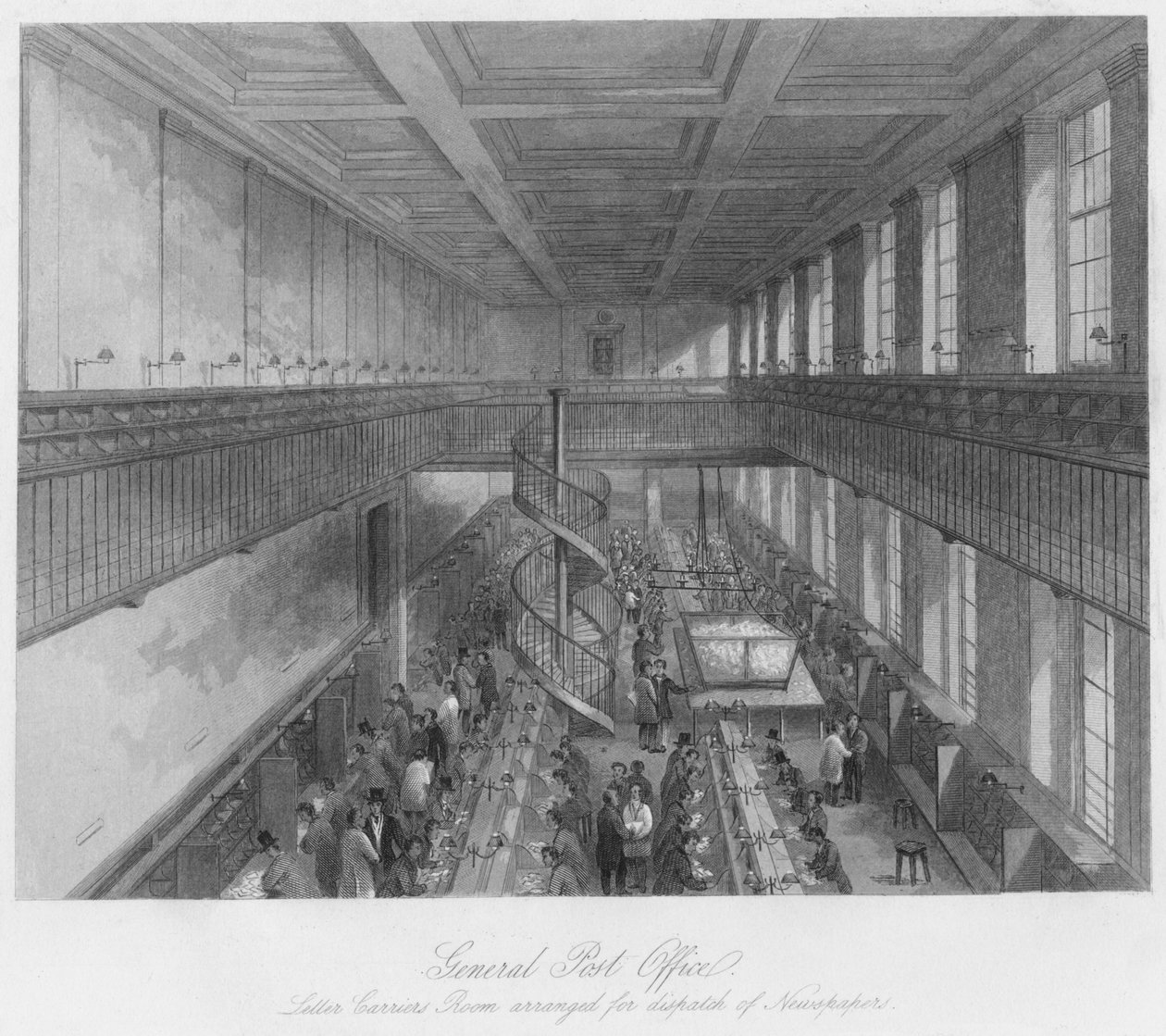 Bureau de poste général. Salle des facteurs arrangée pour l