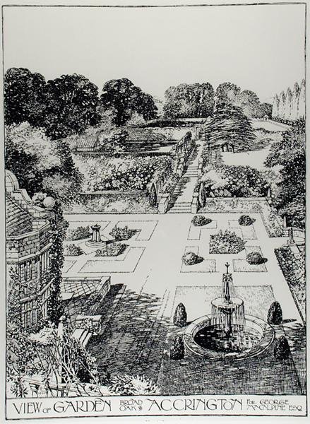 Vue du jardin, Broad Oak, Accrington, de 