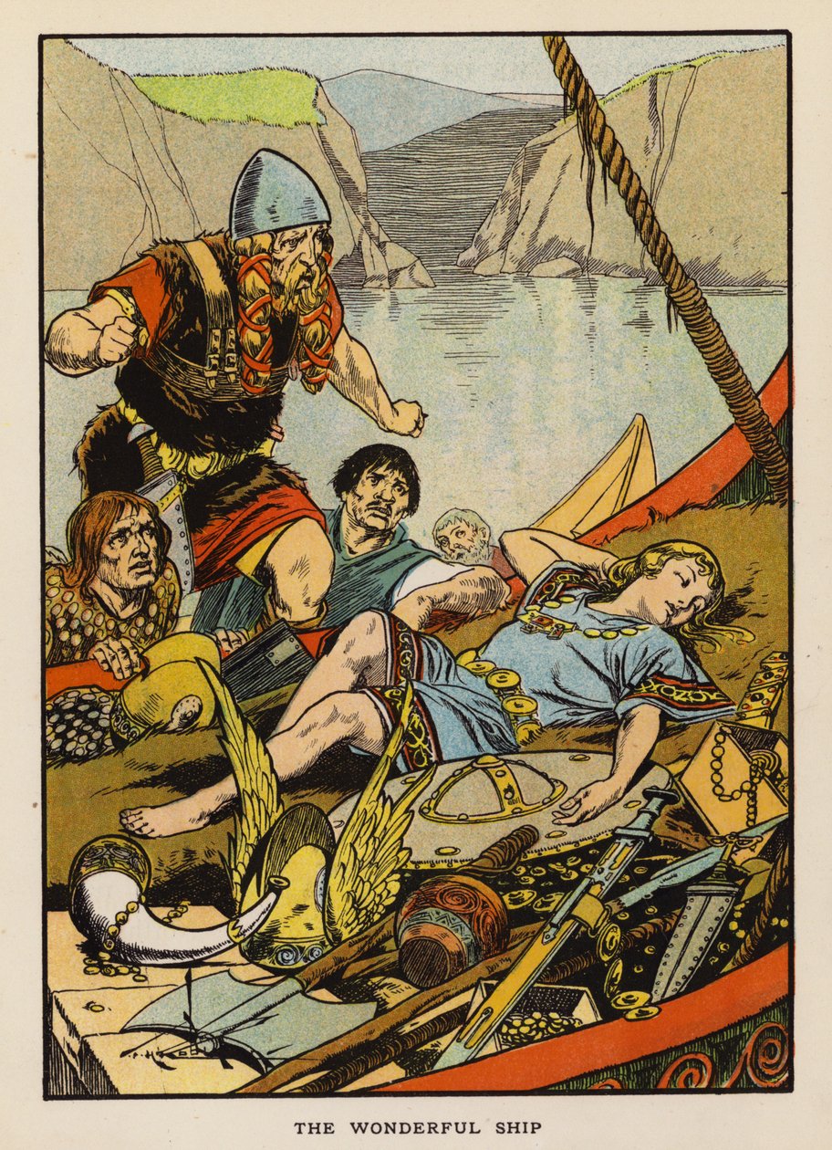 Le merveilleux navire (lithographie couleur) - Thomas Heath Robinson