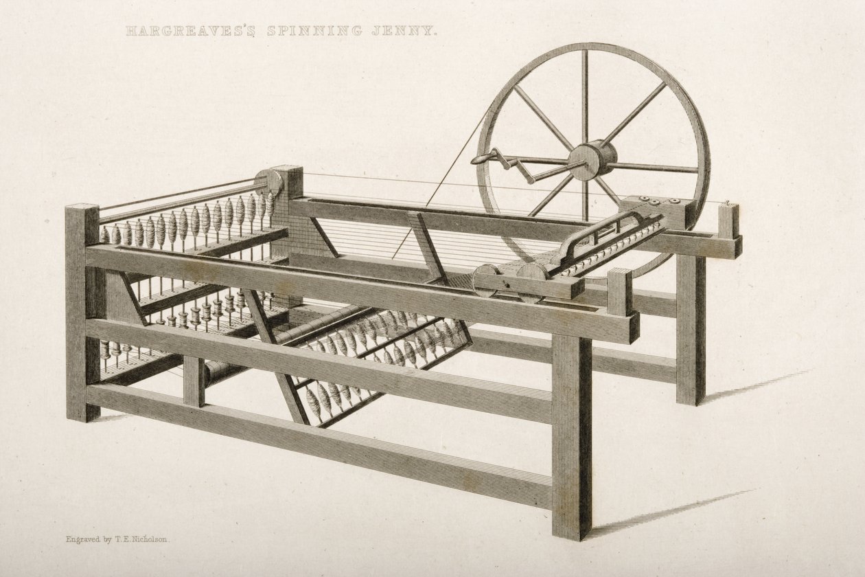 La Spinning Jenny, inventée par James Hargreaves en 1764, 1835 - Thomas Henry Nicholson