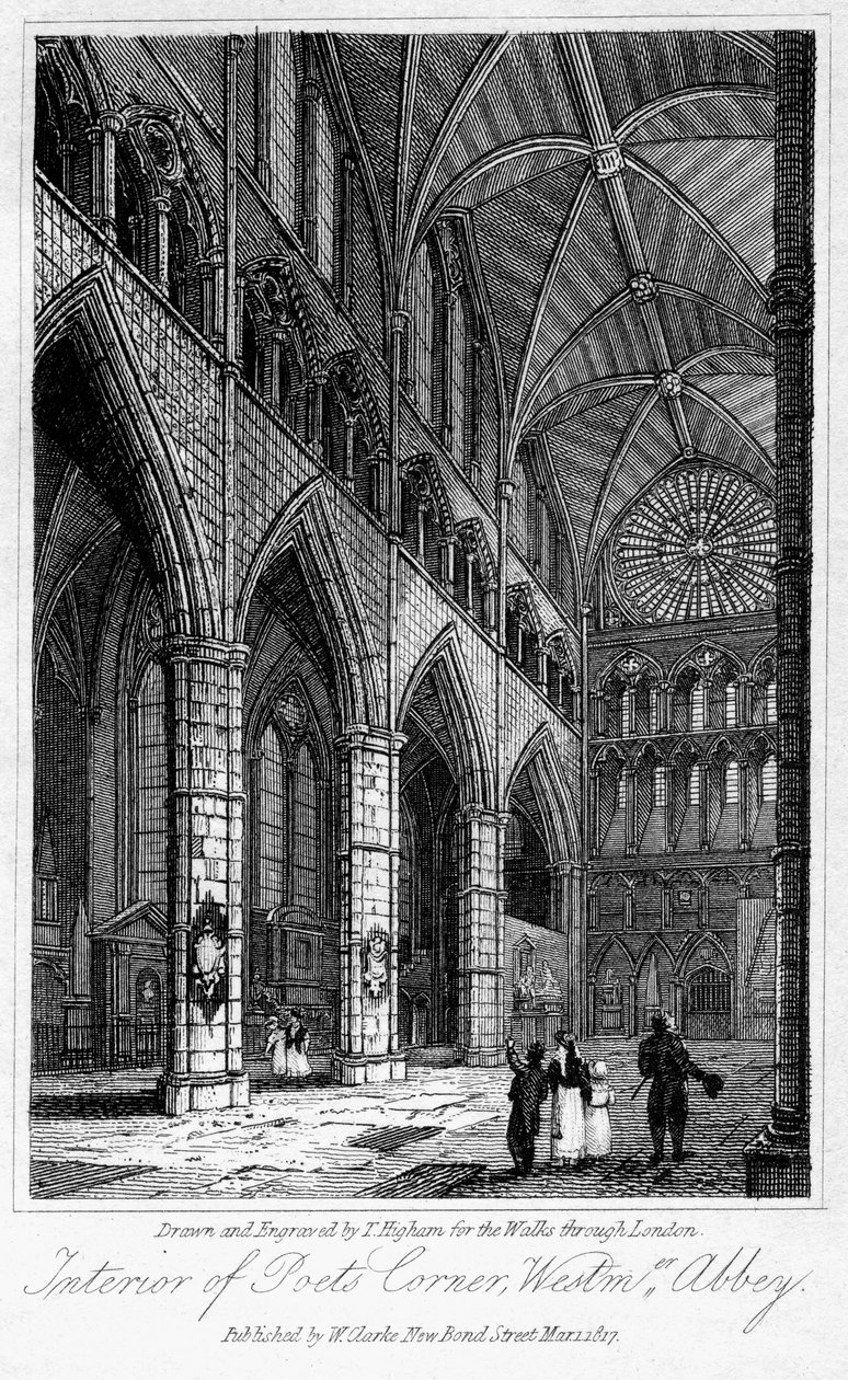 Intérieur du Coin des Poètes, Abbaye de Westminster, Londres, 1817 - Thomas Higham