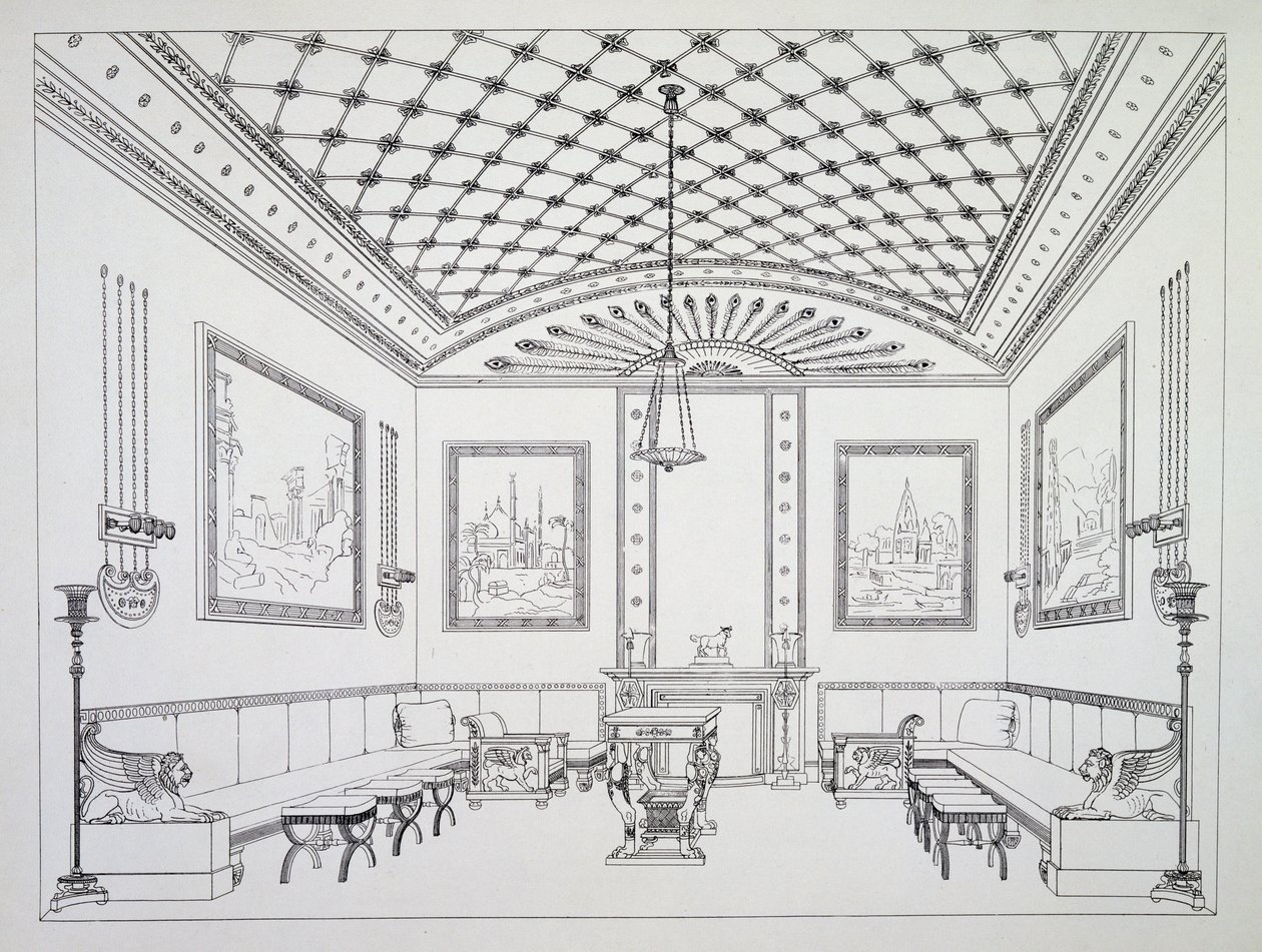 Salon, illustration de Household Furniture and Interior Decoration - Thomas Hope